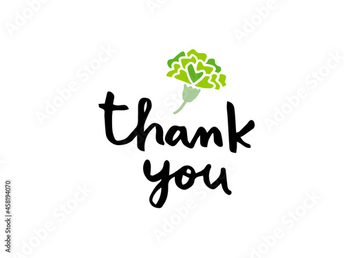 かわいいカーネーションとThankyouの文字／手書きイラスト