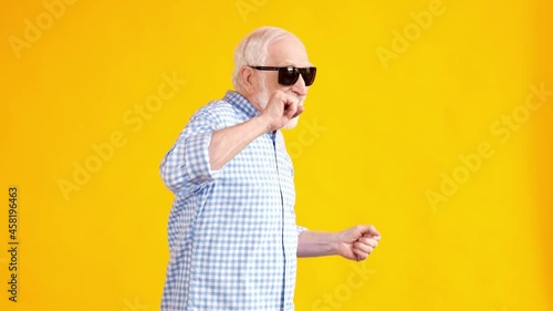 Retired old man enjoy dance summer party photo