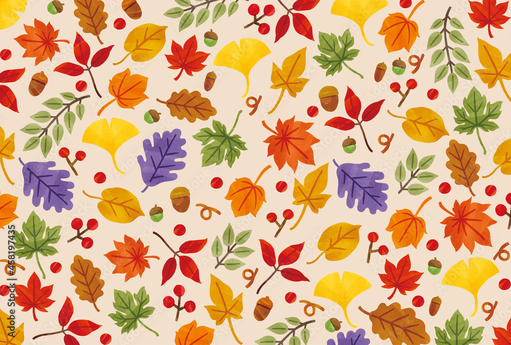 秋の紅葉 かわいい手描き風ベクターイラスト Stock Vector Adobe Stock