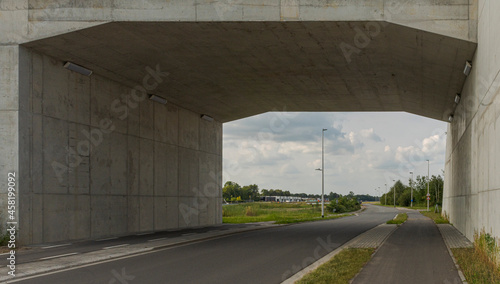 New tunnel under the railway bridge for cars, bicycles and pedestrians