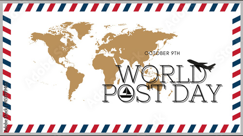 Tableau sur toile World Post Day written on white envelope