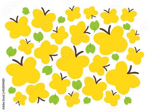 かわいい飛ぶちょうちょの背景模様／手書きイラスト