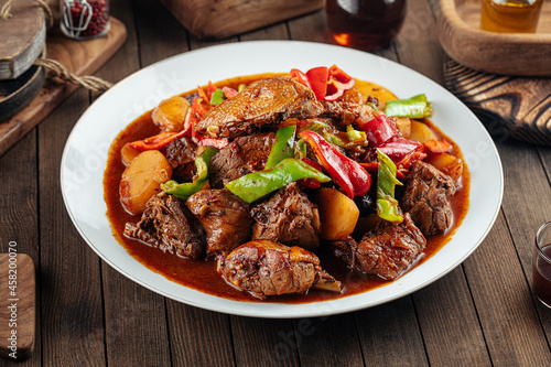 Chinese national dish dapanji with stewed chicken and potato