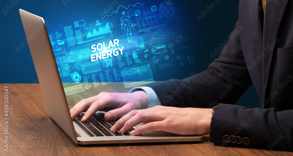 Businessman working on laptop concept Businessman working on laptop concept