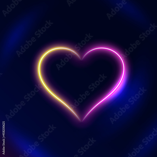 Light Glowing Heart on Dark Background  Neon Love Sign