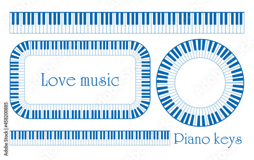 楽器 ピアノの鍵盤 イラスト フレーム セット ベクター
Musical instrument Piano keys illustration frame set Vector