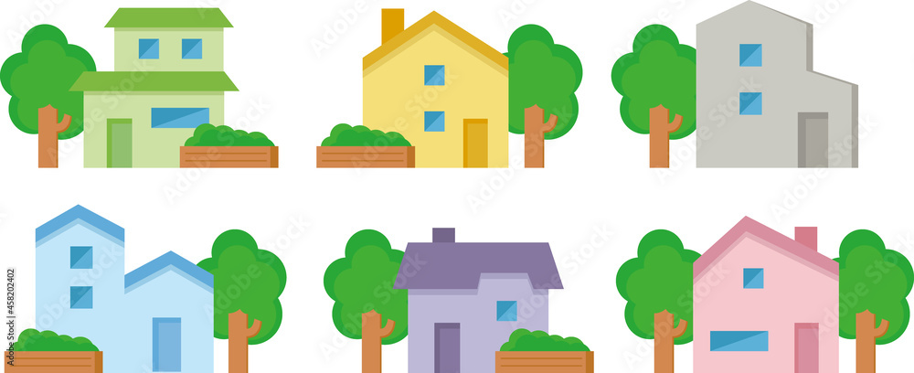 色々な形の家、戸建て、一軒家(立体的)