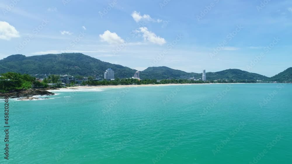Aerial view drone shot of beautiful sea patong beach in phuket island Thailand Amazing beach travel destination of andaman sea in September 16-2021 Aerial view drone shot of beautiful sea patong beach in phuket island Thailand Amazing beach travel destination of andaman sea in September 16-2021