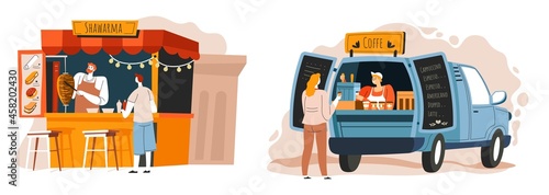 Shawarma and coffee street food and snacks to go