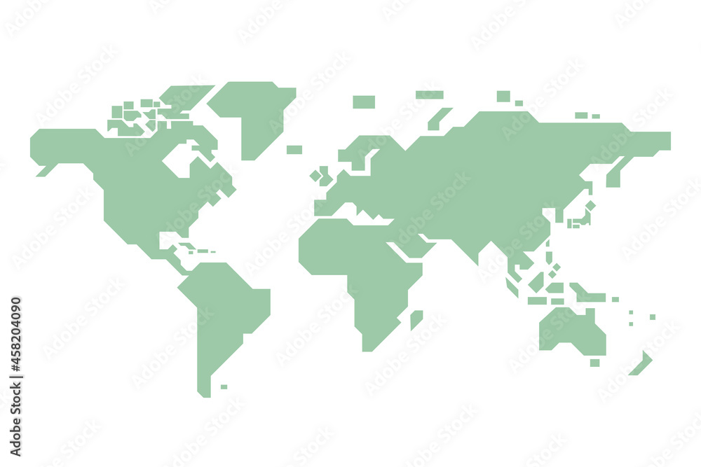 シンプルなデザインの世界地図のベクターイラスト