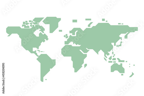 シンプルなデザインの世界地図のベクターイラスト
