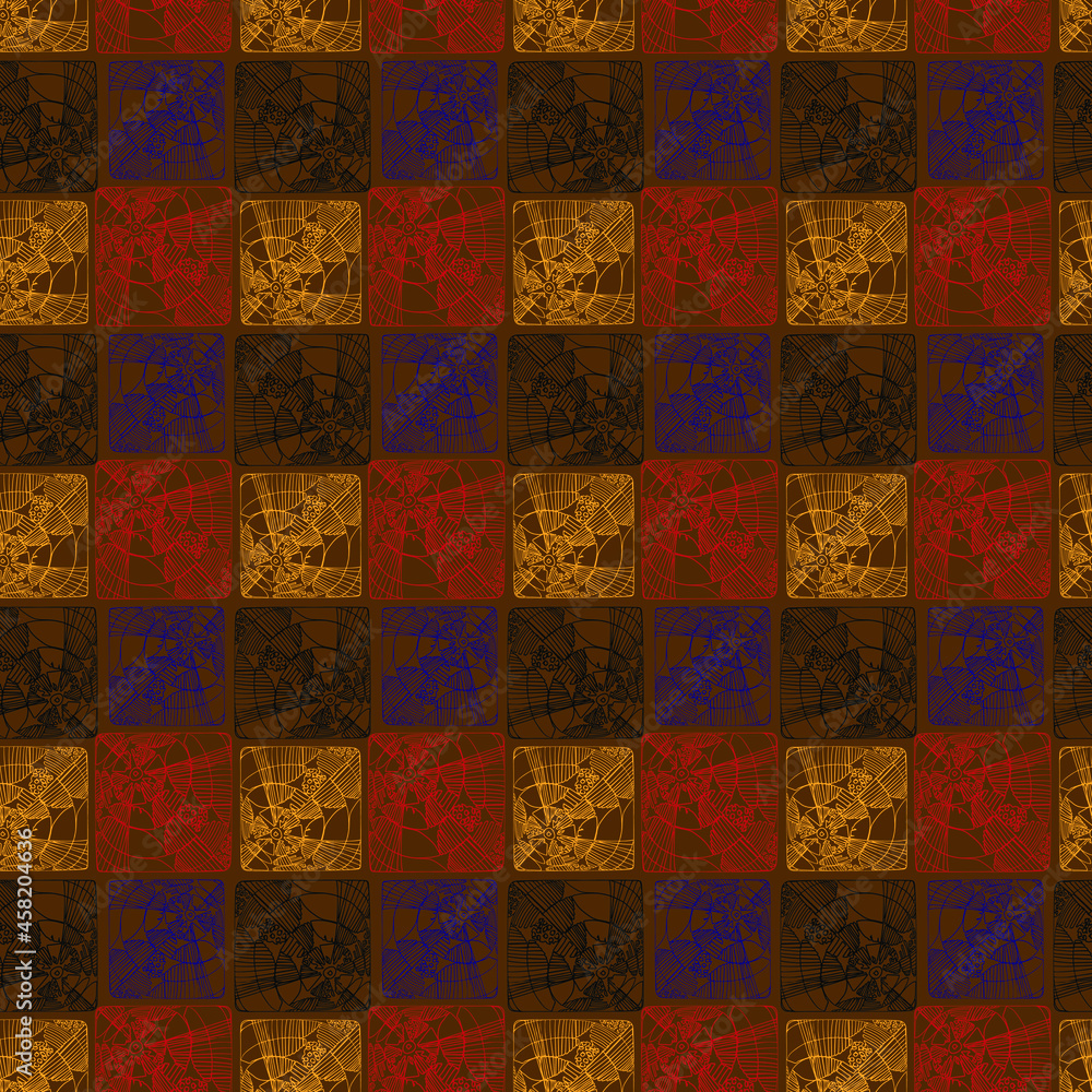 Vector pattern squares with patterns. For printing on fabric. Abstraction. Vector pattern squares with patterns. For printing on fabric. Abstraction.