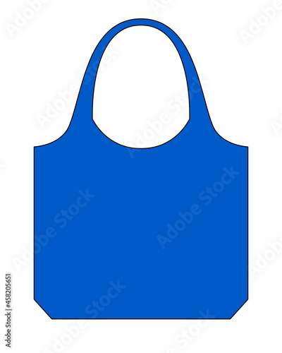 Blank Blue Foldable Shopping Bag Template Vector on Gray Background.