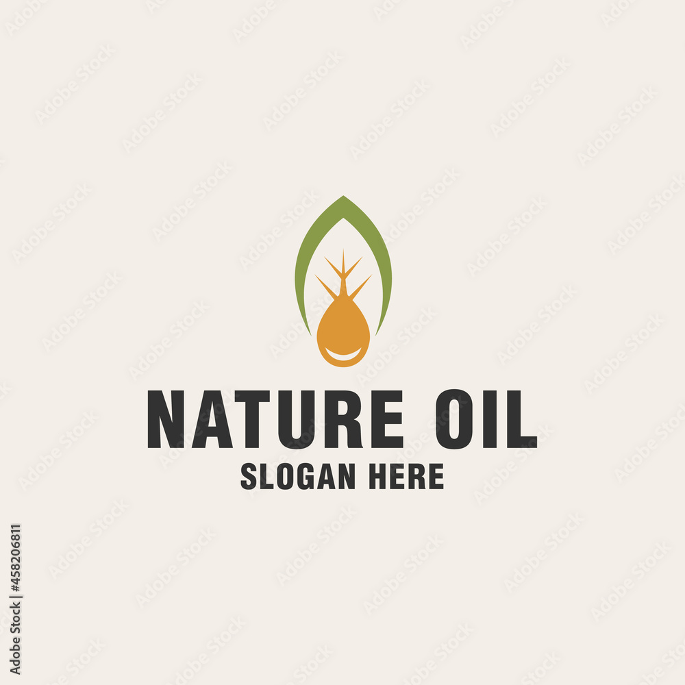 Nature oil logo template on monogram style Nature oil logo template on monogram style