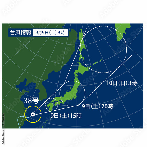 日本列島に近づく台風情報のイメージ