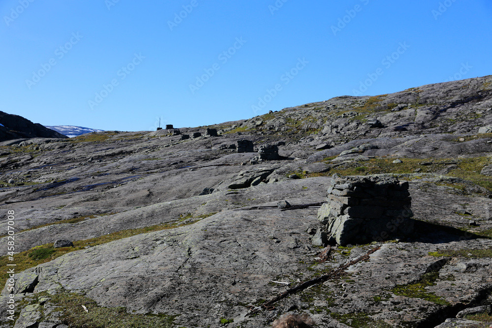Fototapeta premium Along the telegraph lines from 1854 - Tosen mountain,Helgeland,Northern Norway,scandinavia,Europe
