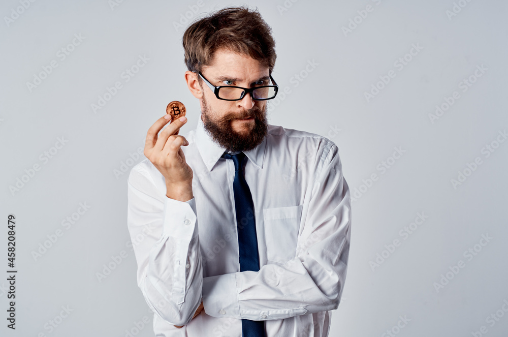business man in shirt with tie internet money cryptocurrency finance business man in shirt with tie internet money cryptocurrency finance