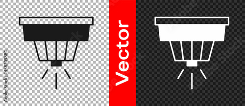 Black Smoke alarm system icon isolated on transparent background. Smoke detector. Vector