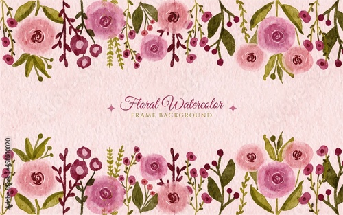 hand drawn Watercolor wild flower garden frame background