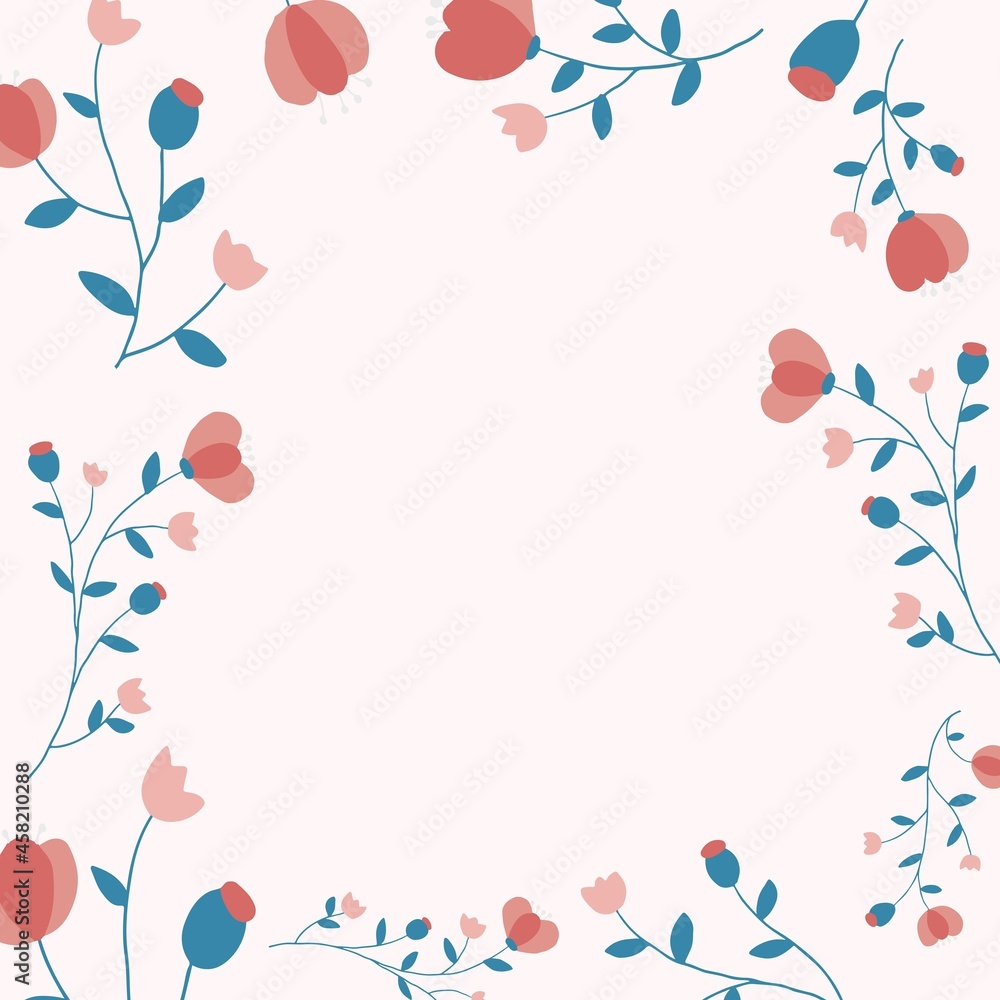 Pink floral frame background vector feminine style Pink floral frame background vector feminine style