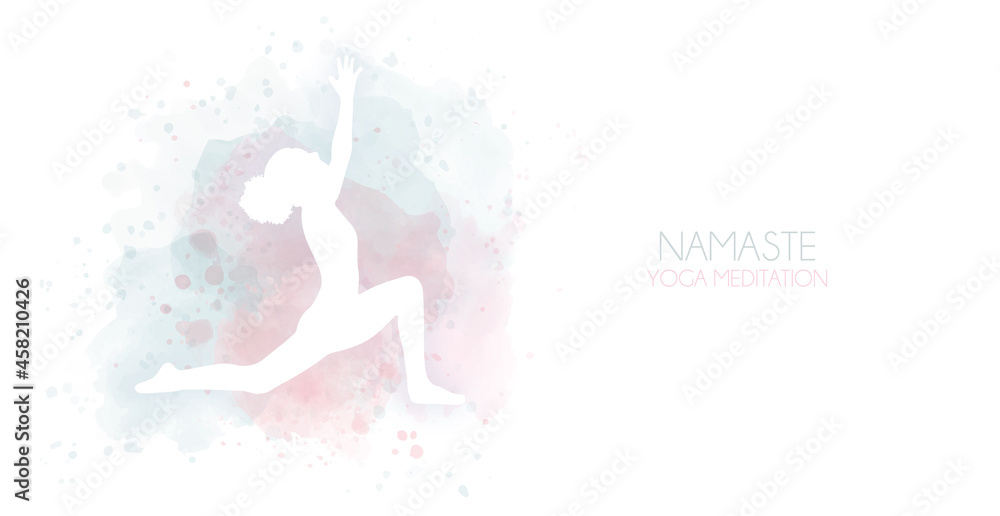 Yoga pose watercolor abstract vector illustration