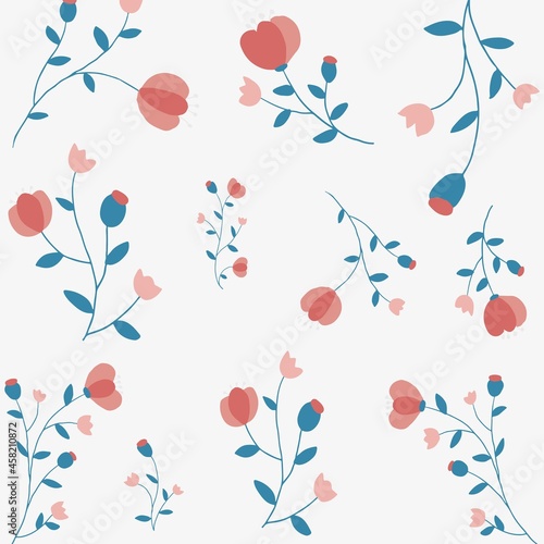Pink floral patterned background vector feminine style cute hand drawn style © Rawpixel.com