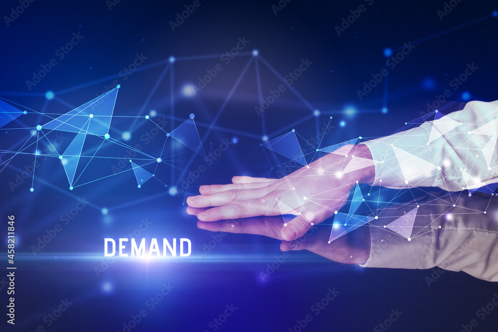 Businessman touching huge screen concept Businessman touching huge screen concept