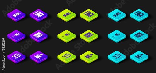 Set Medal for coffee, Barista, Irish, Coffee book, machine and French press icon. Vector