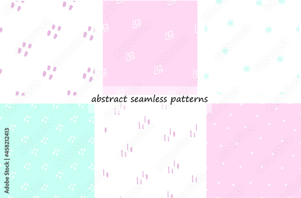 Abstract shapes seamless patterns in vector