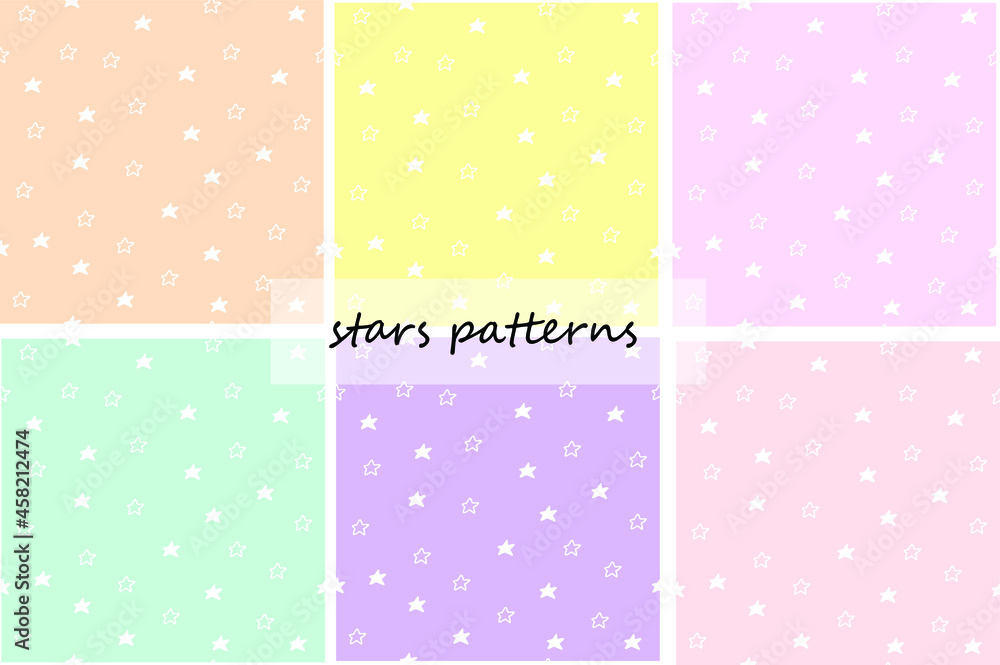 Stars seamless patterns set in vector