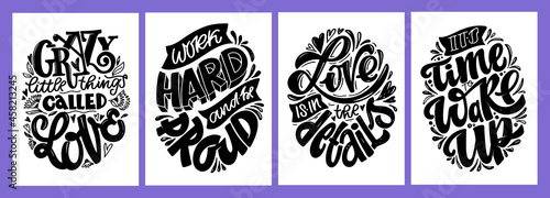 Cute lettering hand drawn poster about life. Lettering motivation art banner. T-shirt design lettering. 