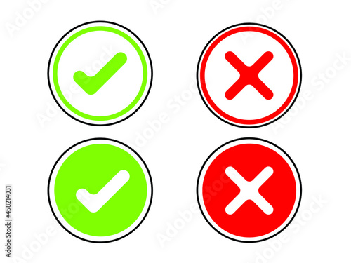 Set of green check and red cross symbols. squared vector signs. Element of web icon for mobile concept and web apps- illustration