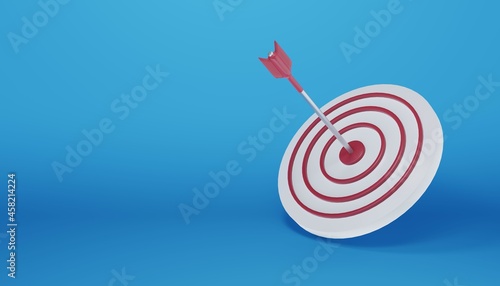 Arrow hit the center of target. Business target achievement concept.3d illustration