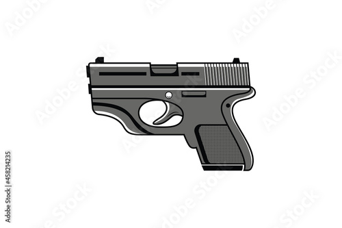 grey unique Air Soft Gun Logo design template. isolated horizontal white background.