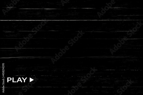 Glitch VHS effect. Old camera template. White horizontal lines on black background. Video rewind texture. No signal concept. Random abstract distortions.
