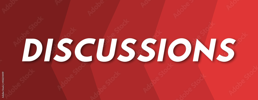 Discussions - text written on red background Discussions - text written on red background