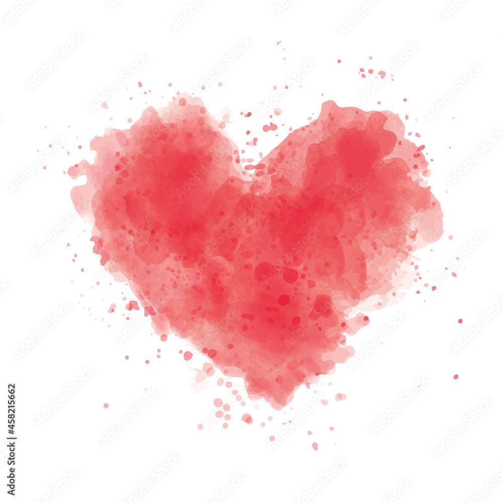 Red heart watercolor logo vector