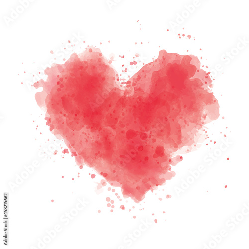 Red heart watercolor logo vector