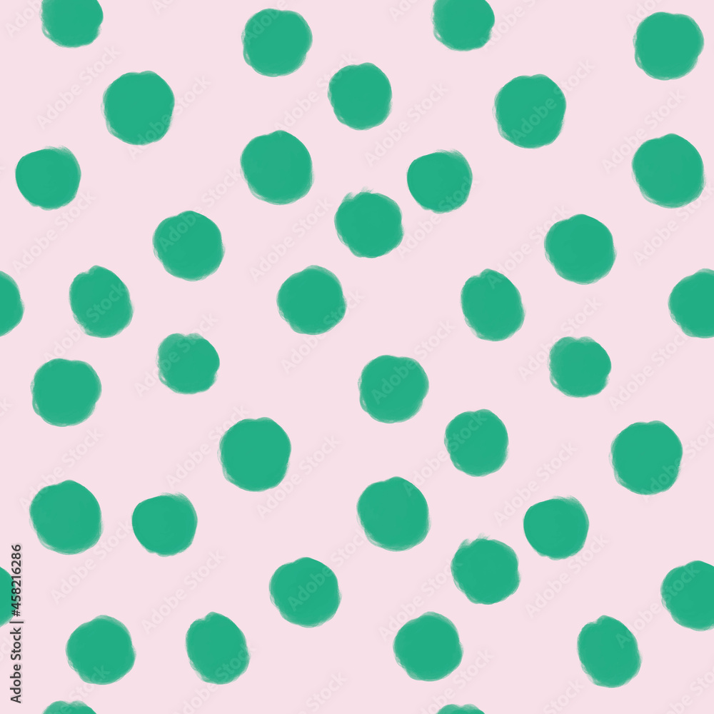 Simple Dotted Seamless Vector Pattern. Irregular Green Brush Dots on a Pastel Pink Background. Hand Drawn Geometric Print ideal for Fabric, Textile, Wrapping Paper. Trendy Modern Repeatable Design. Simple Dotted Seamless Vector Pattern. Irregular Green Brush Dots on a Pastel Pink Background. Hand Drawn Geometric Print ideal for Fabric, Textile, Wrapping Paper. Trendy Modern Repeatable Design.