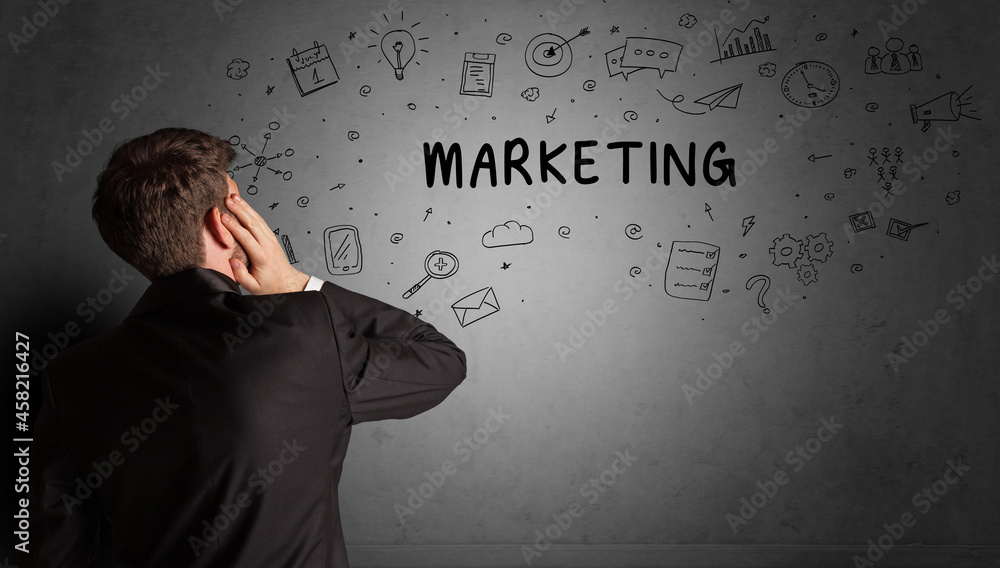 businessman drawing a creative idea sketch