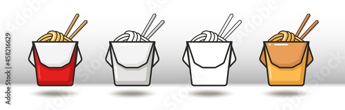 Vector colorful icon of four wok boxes. Isolated on white background.