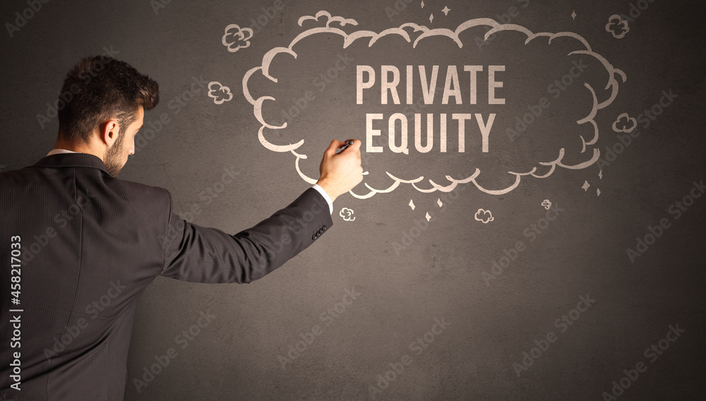 businessman drawing a cloud with inscription businessman drawing a cloud with inscription