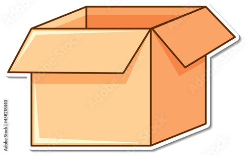 Sticker empty box opened on white background