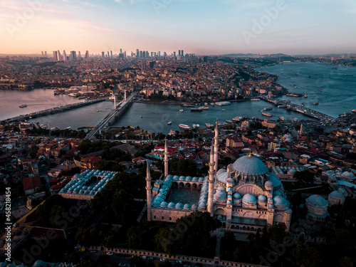 Aerial view of the famous Hagia Sophia museum (Ayasofya Muzesi) in Istanbul, Turkey photo