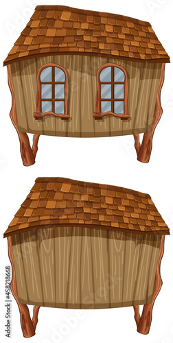 Fantasy wooden hut on white background
