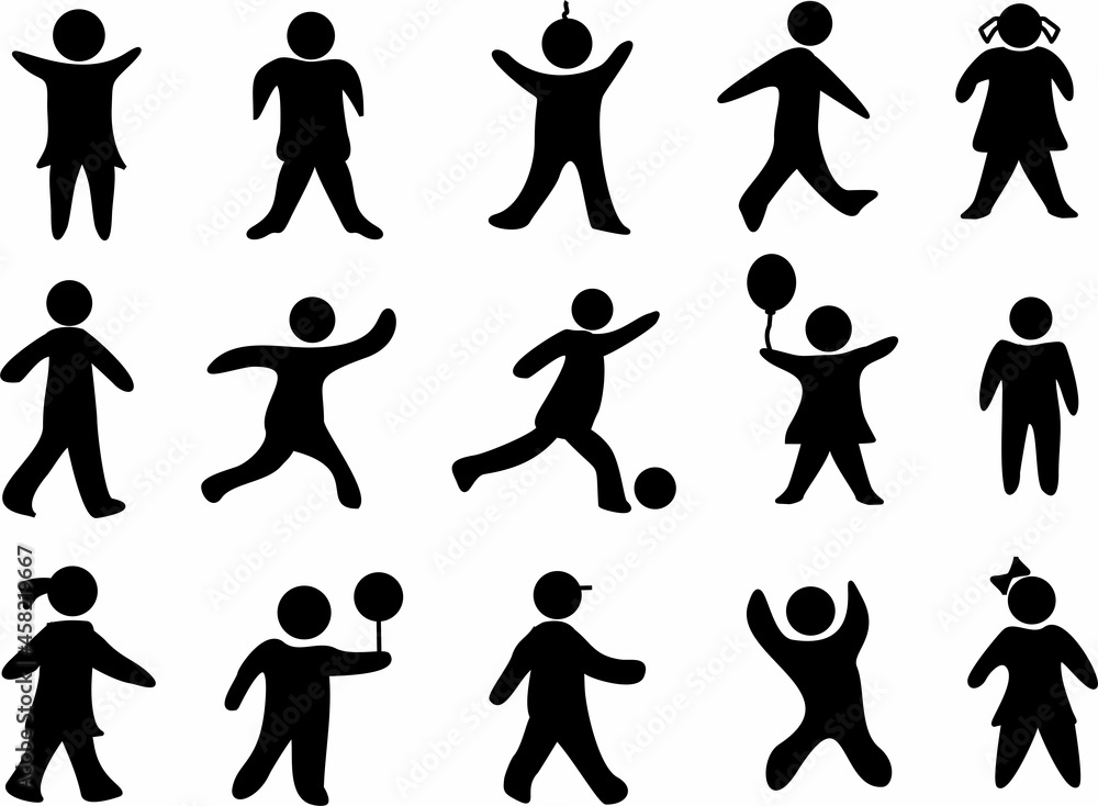 set of Kids silhouette icons illustration vector set of Kids silhouette icons illustration vector