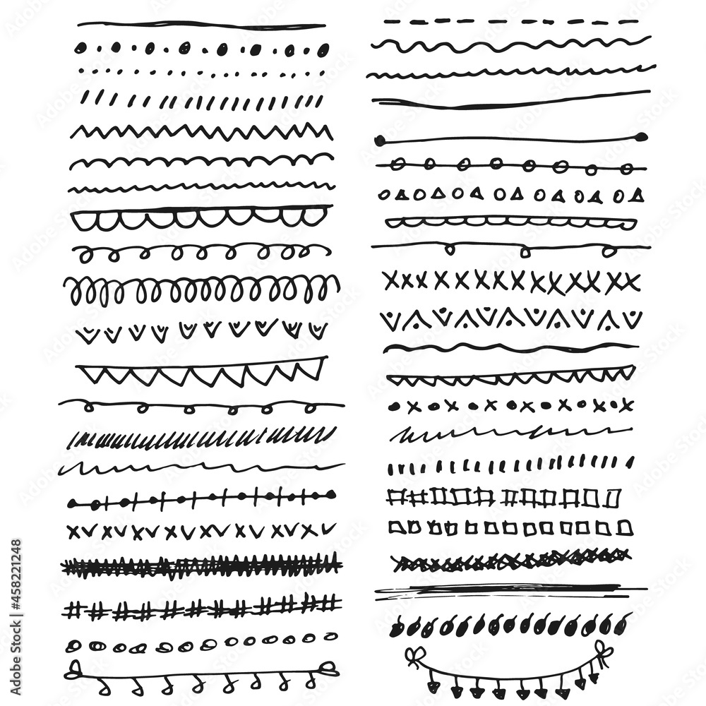 Vector hand drawn set of design elements and borders Vector hand drawn set of design elements and borders