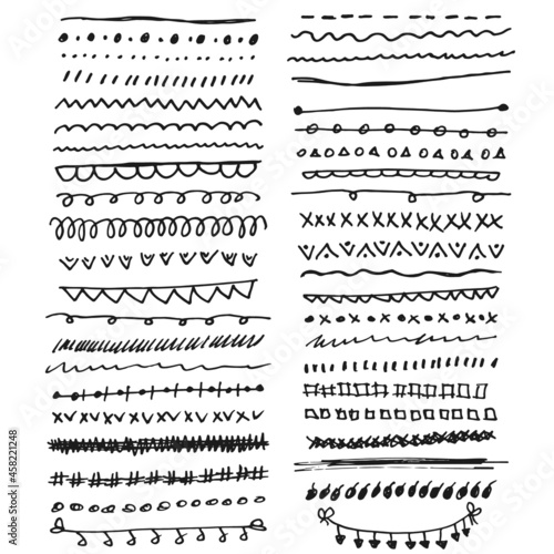 Vector hand drawn set of design elements and borders