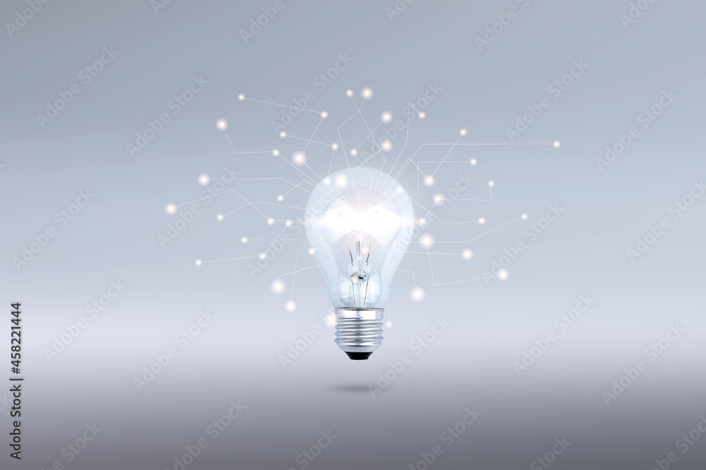 Creative ideas and innovations. Light bulbs on a white background. with copy space for business design Creative ideas and innovations. Light bulbs on a white background. with copy space for business design