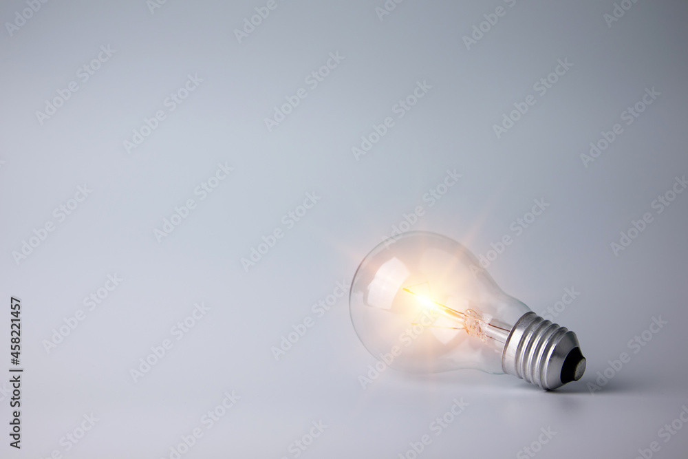 Creative ideas and innovations. Light bulbs on a white background. with copy space for business design Creative ideas and innovations. Light bulbs on a white background. with copy space for business design